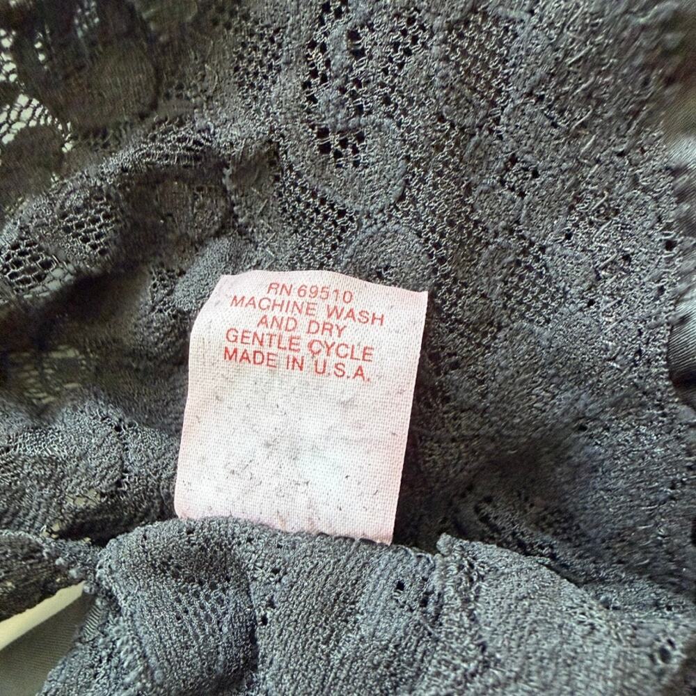 Vintage 80s Ms. Leslee Black Lace Chemise Nightgown Lingerie Size L Made In USA - Picture 5 of 7